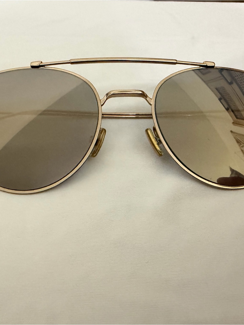 Dior Gold Double-Bridge Round Sunglasses with Brown Lenses